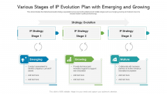Various Stages Of IP Evolution Plan With Emerging And Growing Ppt Infographic Template Display PDF Various Stages Of IP Evolution Plan With Emerging And Growing Ppt Infographic Template Display PDF