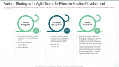 Various Strategies For Agile Teams For Effective Solution Development Pictures PDF Various Strategies For Agile Teams For Effective Solution Development Pictures PDF