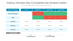 Various Vendors Key Competencies Analysis Matrix Ppt PowerPoint Presentation Portfolio Outfit PDF