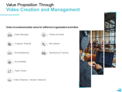Video Development And Administration Value Proposition Through Video Creation And Management Sample PDF Video Development And Administration Value Proposition Through Video Creation And Management Sample PDF