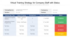 Virtual Training Strategy For Company Staff With Status Ppt Infographic Template Icons PDF