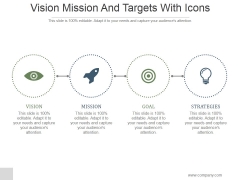 Vision Mission And Targets With Icons Ppt PowerPoint Presentation Template