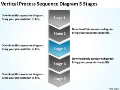 Vertical Process Sequence Diagram 5 Stages Business Plans PowerPoint Slides