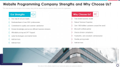Website Programming IT Website Programming Company Strengths And Why Choose Us Ppt PowerPoint Presentation File Graphics Tutorials PDF Website Programming IT Website Programming Company Strengths And Why Choose Us Ppt PowerPoint Presentation File Graphics Tutorials PDF