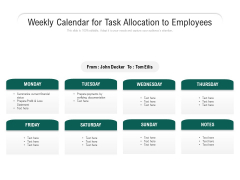 Weekly Calendar For Task Allocation To Employees Ppt PowerPoint Presentation File Infographics PDF Weekly Calendar For Task Allocation To Employees Ppt PowerPoint Presentation File Infographics PDF
