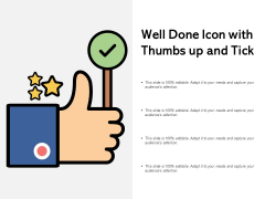 Well Done Icon With Thumbs Up And Tick Ppt PowerPoint Presentation Icon Structure