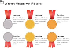 Winners Medals With Ribbons Ppt PowerPoint Presentation Show Graphics