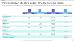 Work Breakdown Structure Budget For Agile Software Project Designs PDF
