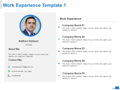 Work Experience Template Management Ppt PowerPoint Presentation Model Outline