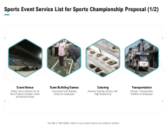 Worldwide Tournament Sports Event Service List For Sports Championship Proposal Venue Ppt File Professional PDF
