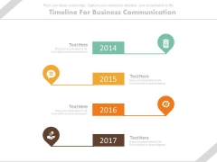 Year Based Vertical Timeline For Business Communication Powerpoint Slides