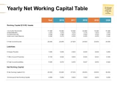 Yearly Net Working Capital Table Ppt PowerPoint Presentation Show Templates