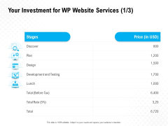 Your Investment For Wp Website Services Price Ppt PowerPoint Presentation Ideas Mockup Your Investment For Wp Website Services Price Ppt PowerPoint Presentation Ideas Mockup