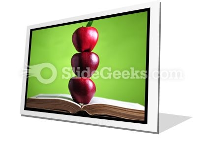 Apples On Book PowerPoint Icon F Apples On Book PowerPoint Icon F