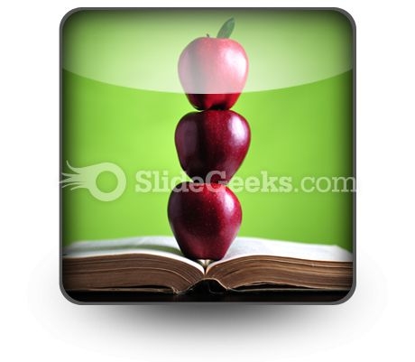 Apples On Book PowerPoint Icon S Apples On Book PowerPoint Icon S