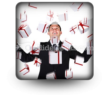 Business Man With Gifts PowerPoint Icon S