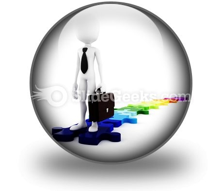 Businessman Standing On Puzzles PowerPoint Icon C Businessman Standing On Puzzles PowerPoint Icon C