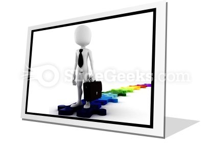 Businessman Standing On Puzzles PowerPoint Icon F Businessman Standing On Puzzles PowerPoint Icon F