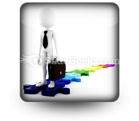Businessman Standing On Puzzles PowerPoint Icon S Businessman Standing On Puzzles PowerPoint Icon S