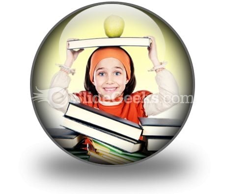 Child Girl Studying PowerPoint Icon C Child Girl Studying PowerPoint Icon C