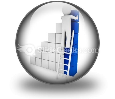 Cube Ladder Blue PowerPoint Icon C