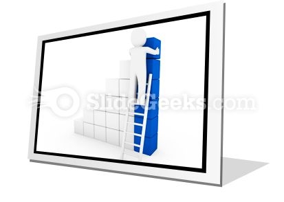 Cube Ladder Blue PowerPoint Icon F