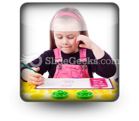 Little Girl Drawing PowerPoint Icon S