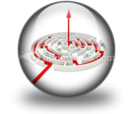 Red Path Across Round Labyrinth PowerPoint Icon C Red Path Across Round Labyrinth PowerPoint Icon C