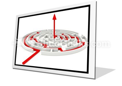Red Path Across Round Labyrinth PowerPoint Icon F Red Path Across Round Labyrinth PowerPoint Icon F