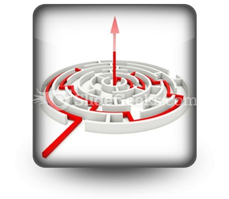 Red Path Across Round Labyrinth PowerPoint Icon S Red Path Across Round Labyrinth PowerPoint Icon S