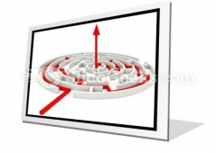 Red Path Across Round Labyrinth PowerPoint Icon F Red Path Across Round Labyrinth PowerPoint Icon F