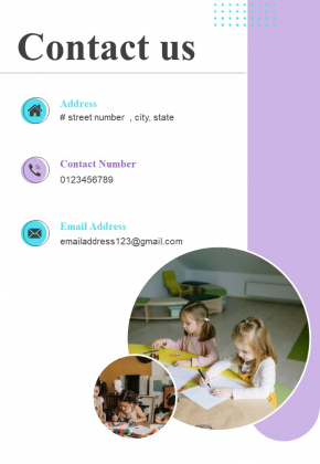 Business Proposal For Child Care Center Contact Us One Pager Sample Example Document