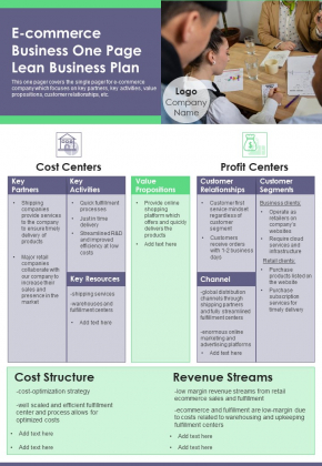 E Commerce Business One Page Lean Business Plan PDF Document PPT Template E Commerce Business One Page Lean Business Plan PDF Document PPT Template