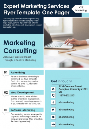 Expert Marketing Services Flyer Template One Pager PDF Document PPT Template