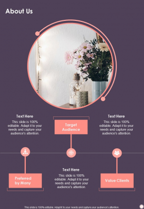 Flower Decoration Business Proposal About Us One Pager Sample Example Document