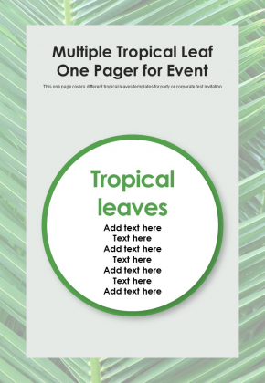 Multiple Tropical Leaf One Pager For Event PDF Document PPT Template