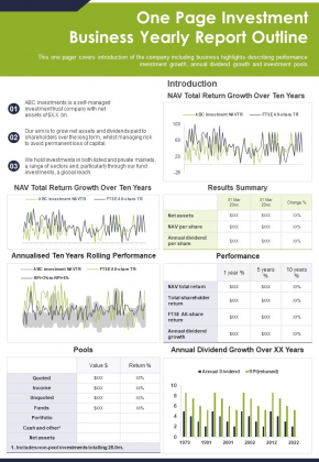 One Page Investment Business Yearly Report Outline PDF Document PPT Template One Page Investment Business Yearly Report Outline PDF Document PPT Template
