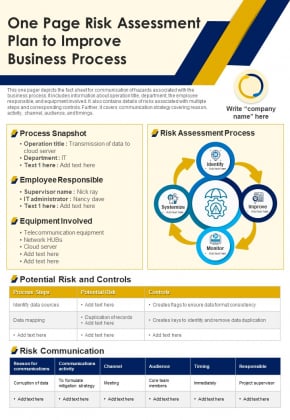 One Page Risk Assessment Plan To Improve Business Process PDF Document PPT Template One Page Risk Assessment Plan To Improve Business Process PDF Document PPT Template
