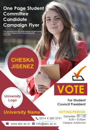 One Page Student Committee Candidate Campaign Flyer PDF Document PPT Template