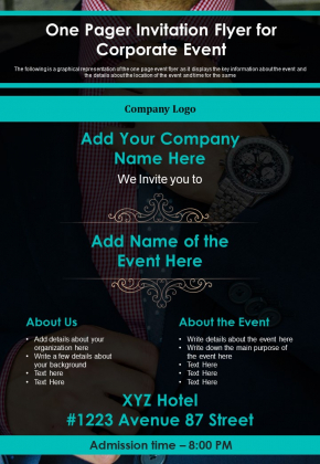 One Pager Invitation Flyer For Corporate Event PDF Document PPT Template