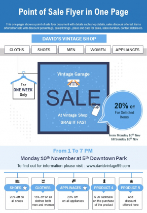 Point Of Sale Flyer In One Page PDF Document PPT Template