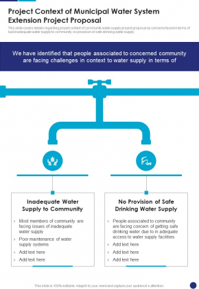 Project Context Of Municipal Water System Extension Project Proposal One Pager Sample Example Document