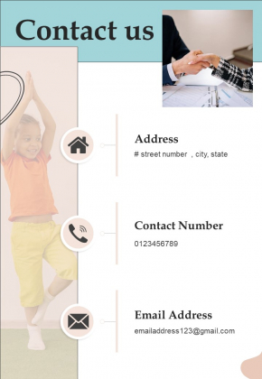 Proposal For Child Daycare Center Contact Us One Pager Sample Example Document