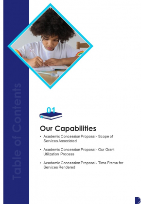Table Of Contents Educational Concession Proposal One Pager Sample Example Document