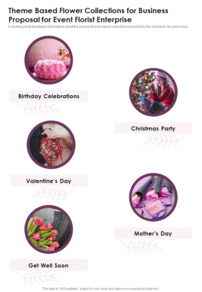 Theme Based Flower Collections For Business Proposal For Event Florist Enterprise One Pager Sample Example Document