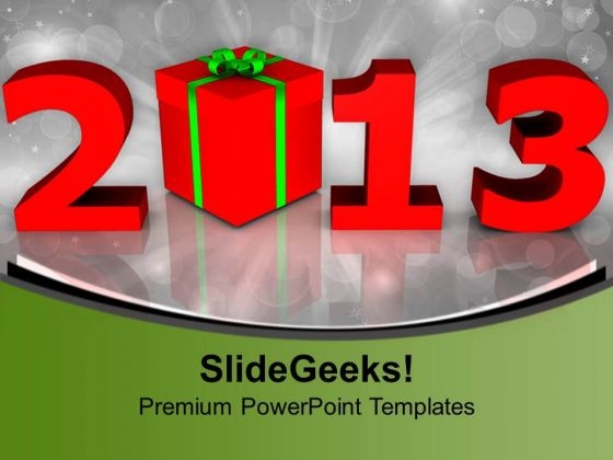 2013 new year with gift box powerpoint templates ppt backgrounds for ppt templates 2013