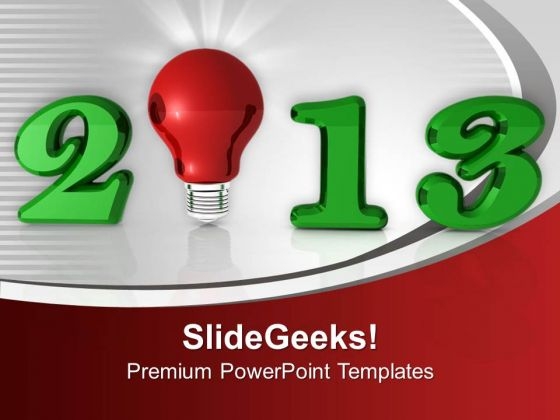 2013 with glowing bulb innovative year business powerpoint templates ppt templates 2013
