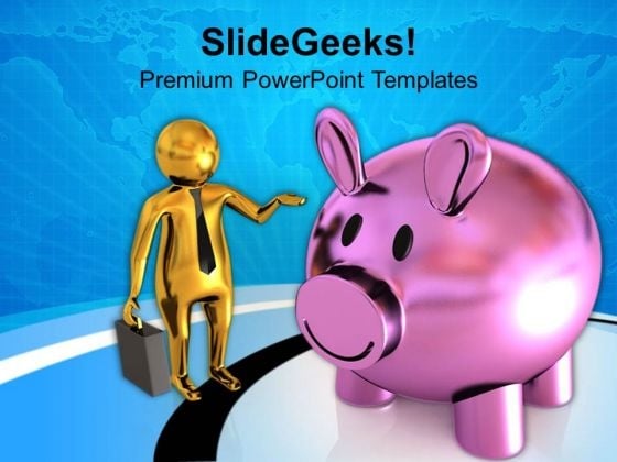 3d Business Man And Piggy Bank PowerPoint Templates Ppt Backgrounds For Slides 0813 3d Business Man And Piggy Bank PowerPoint Templates Ppt Backgrounds For Slides 0813