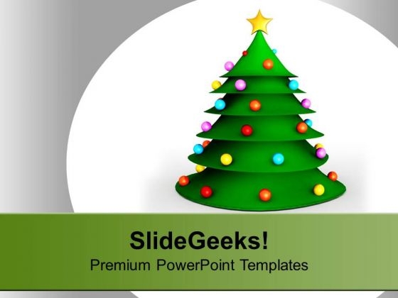 3d Christmas Tree Festival PowerPoint Templates Ppt Backgrounds For Slides 0113