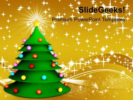 3d Green Christmas Tree Festival PowerPoint Templates Ppt Backgrounds For  Slides 1212 - PowerPoint Templates